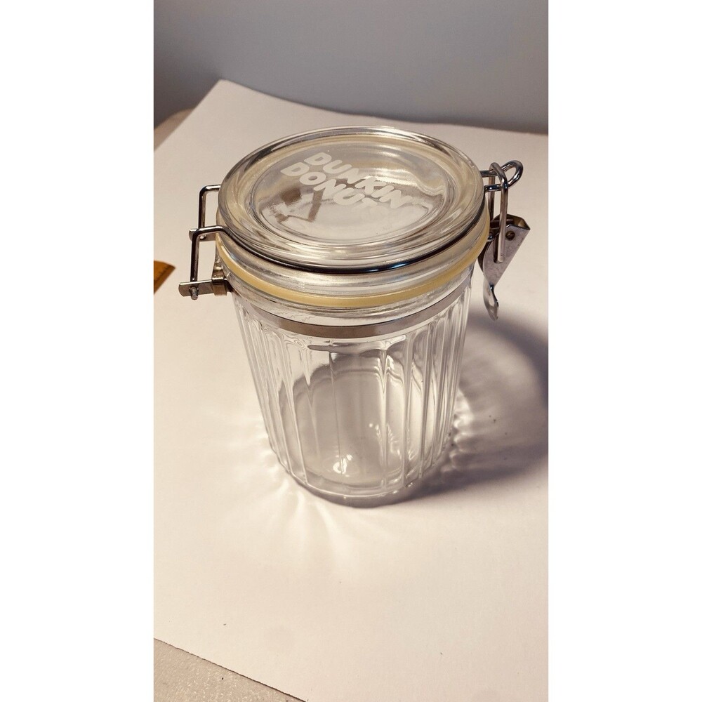 Vintage DUNKIN DONUTS GLASS Coffee Canister ~ No Scoop